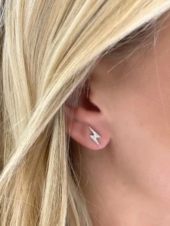 Skyler Tiny Lightning Bolt Diamond Stud Earrings