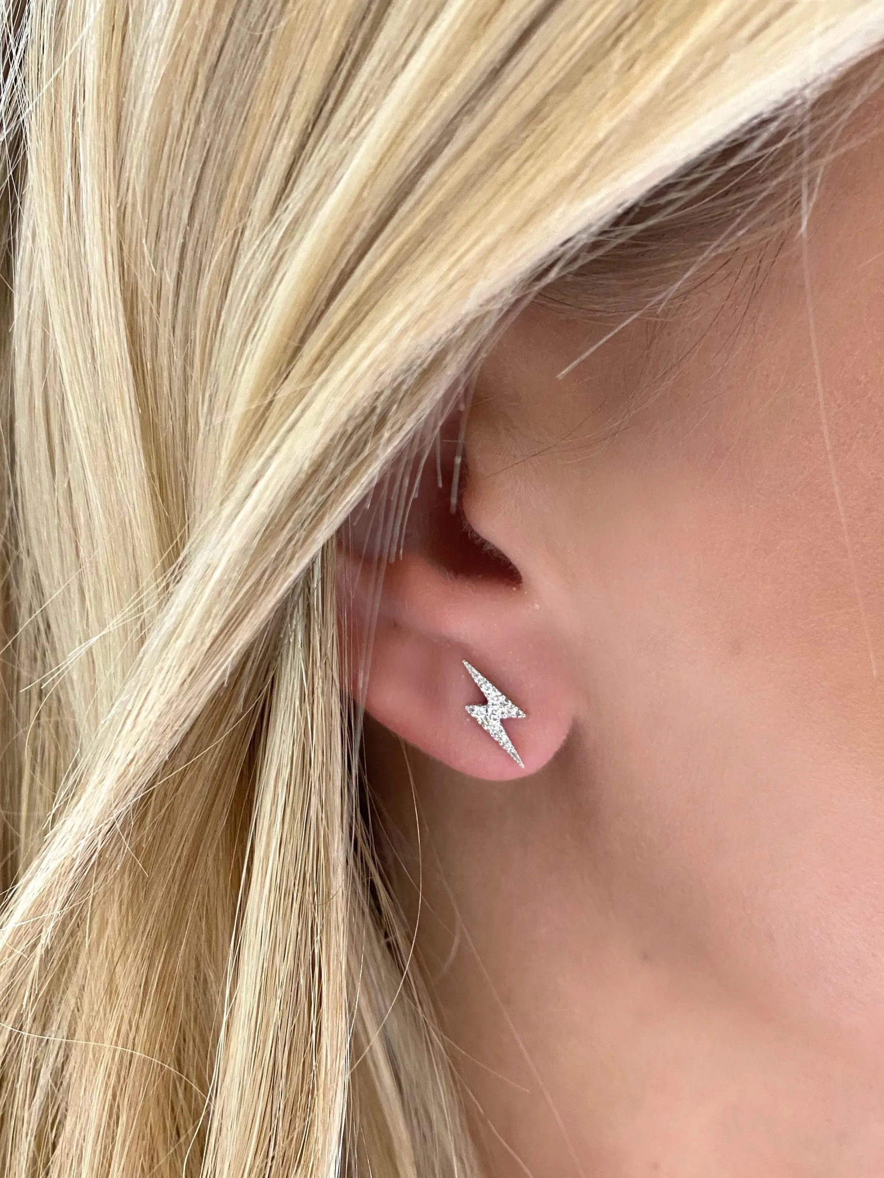 Skyler Tiny Lightning Bolt Diamond Stud Earrings