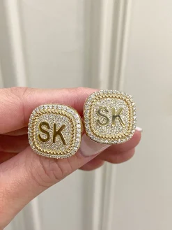 Square Pave Diamond Cuff Links