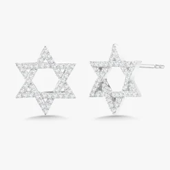 Star of David Diamond Stud Earrings