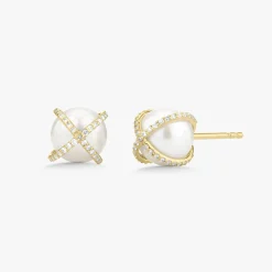 Steevi Pearl Cage Stud Earrings