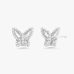 Stella Dainty Diamond Baguette Butterfly Stud Earrings