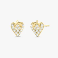 Strawberry Pave Diamond Stud Earrings