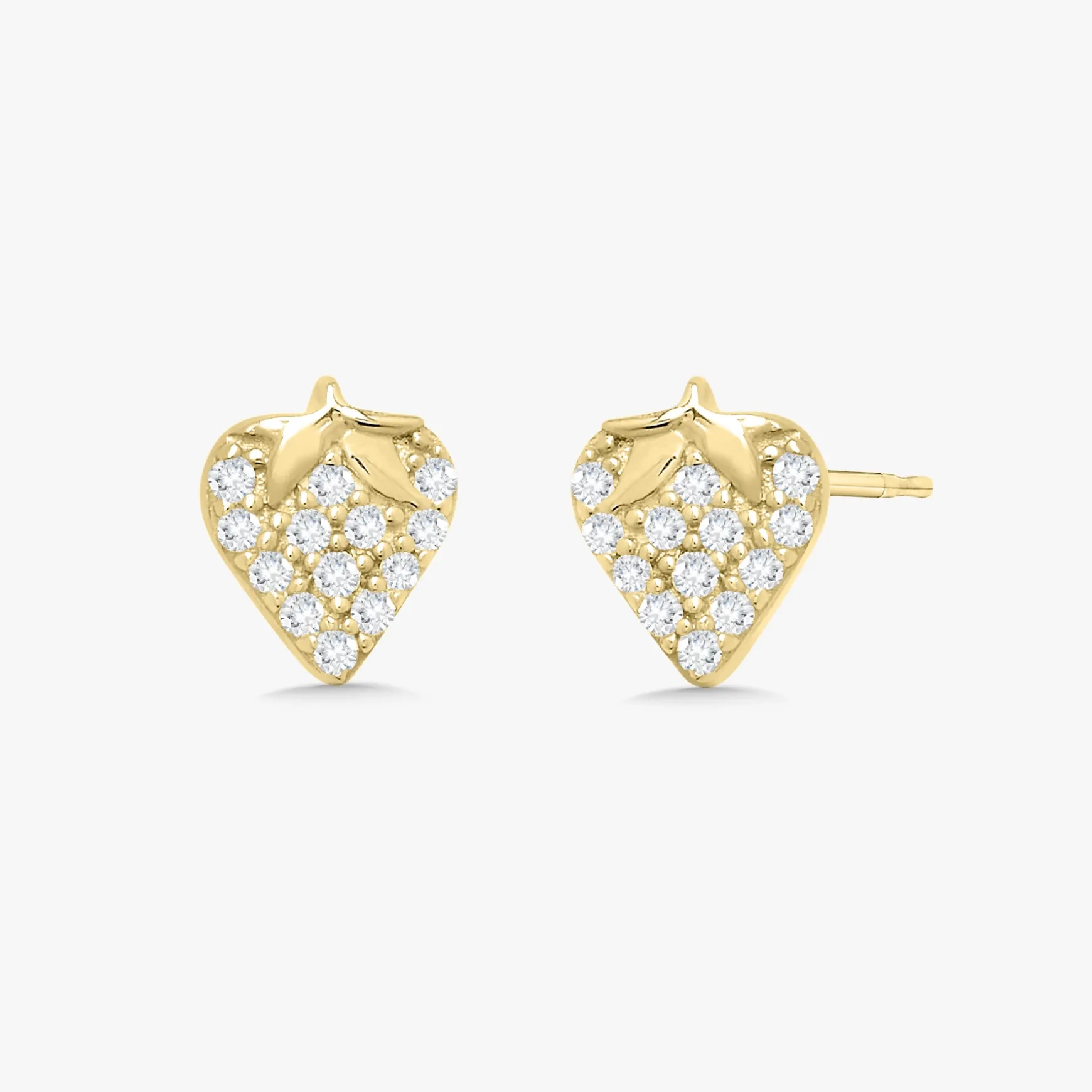 Strawberry Pave Diamond Stud Earrings