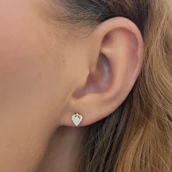Strawberry Pave Diamond Stud Earrings