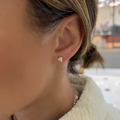 Strawberry Pave Diamond Stud Earrings