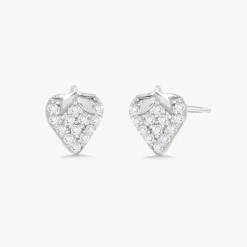 Strawberry Pave Diamond Stud Earrings