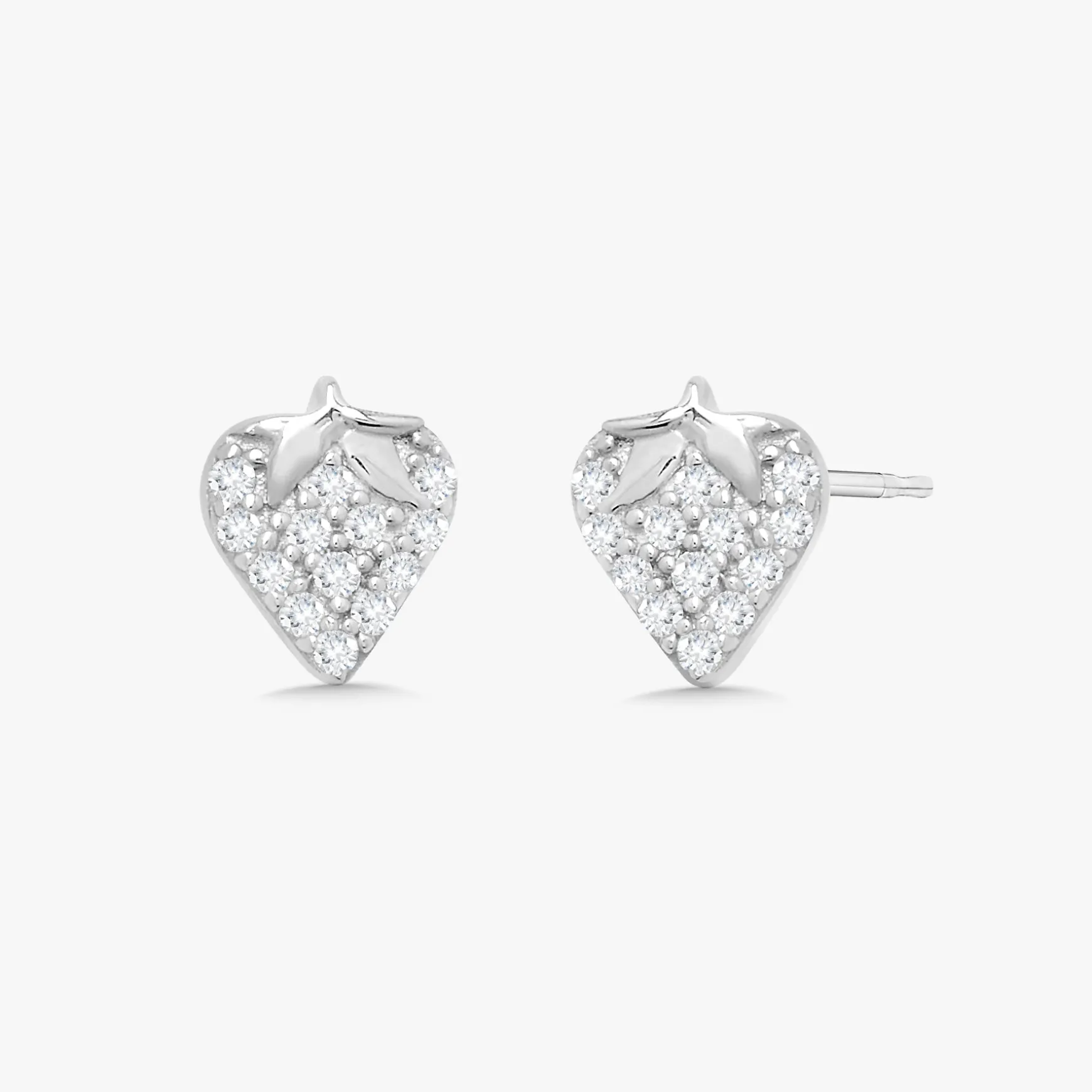 Strawberry Pave Diamond Stud Earrings