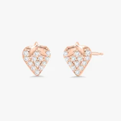 Strawberry Pave Diamond Stud Earrings