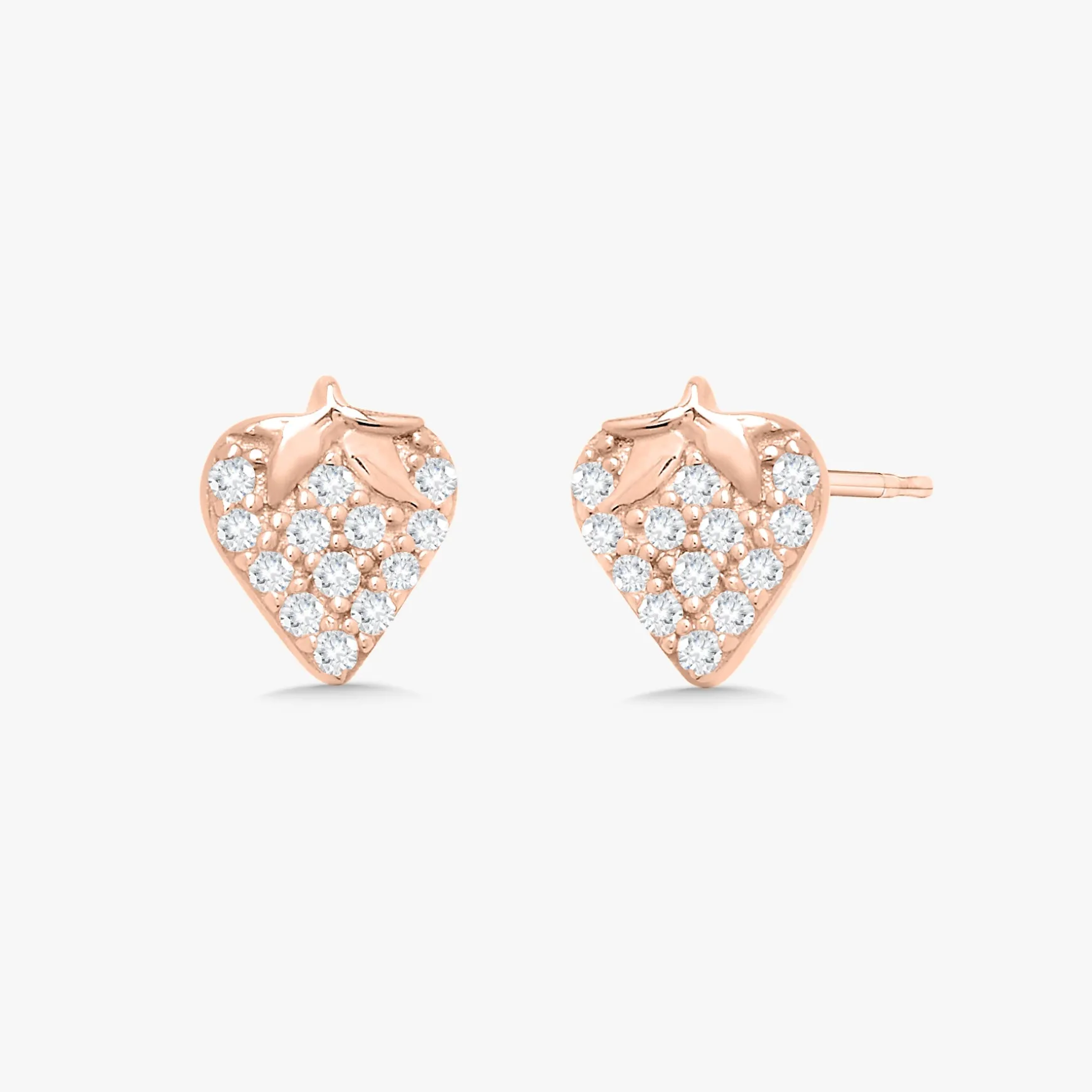 Strawberry Pave Diamond Stud Earrings
