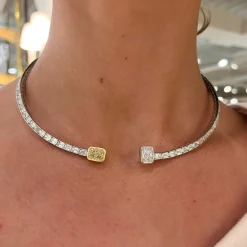 Talia Fancy Yellow Radiant Necklace Cuff 20.37 ctw