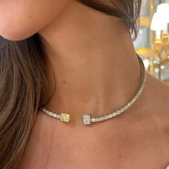Talia Fancy Yellow Radiant Necklace Cuff 20.37 ctw