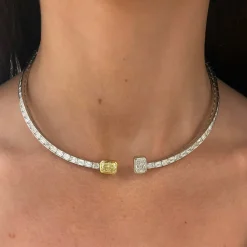 Talia Fancy Yellow Radiant Necklace Cuff 20.37 ctw