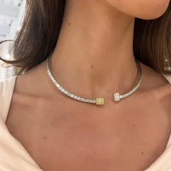 Talia Fancy Yellow Radiant Necklace Cuff 20.37 ctw