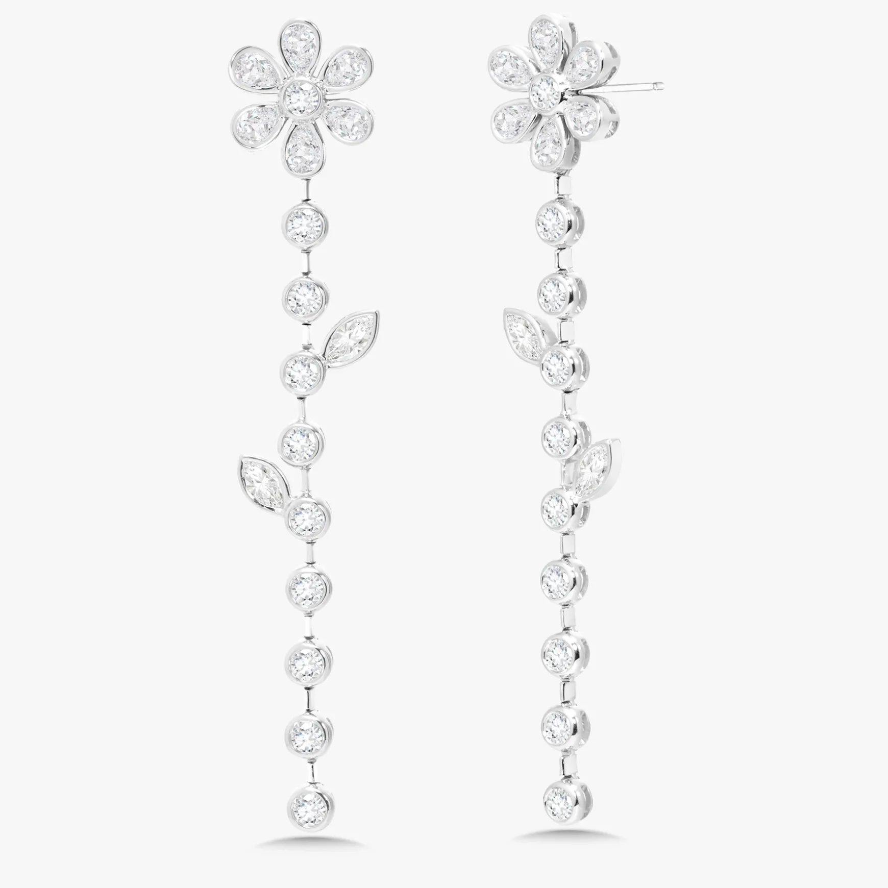 Tallulah Floating Flower Bezeled Diamond Stud Earrings 4.30 ctw