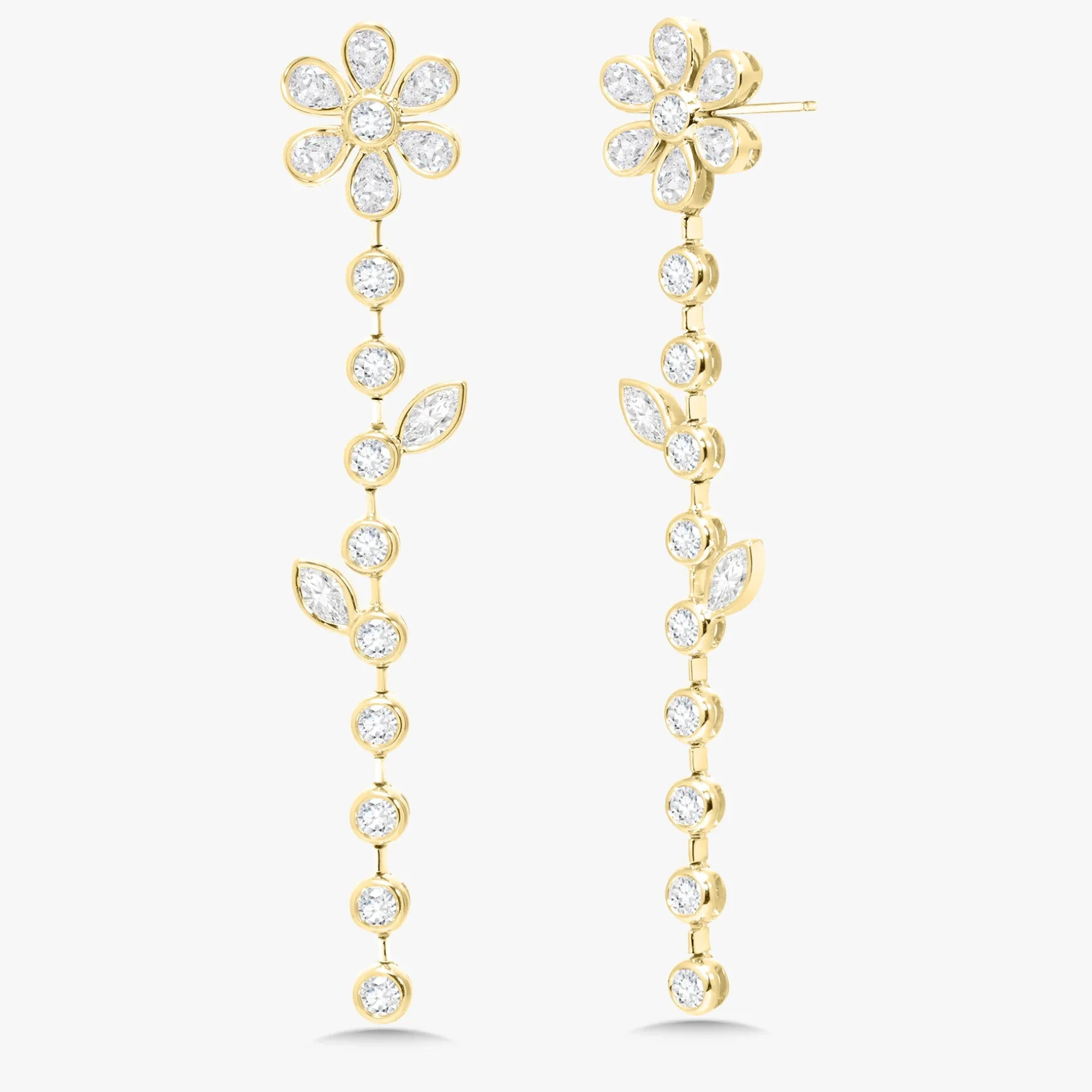 Tallulah Floating Flower Bezeled Diamond Stud Earrings 4.30 ctw