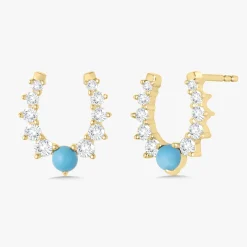 Tate Turquoise & Diamond Horseshoe Stud Earrings