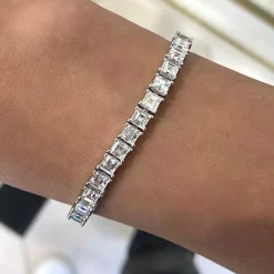 Tavia Asscher Cut Diamond Tennis Bracelet 11.85 ctw