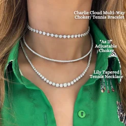 The Charlie Cloud® Multi-Way Floating Diamond Tennis Bracelet & Choker Necklace 12.24 ctw