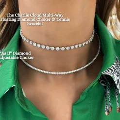The Charlie Cloud® Multi-Way Floating Diamond Tennis Bracelet & Choker Necklace 12.24 ctw