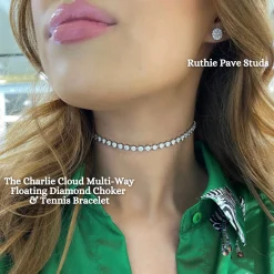 The Charlie Cloud® Multi-Way Floating Diamond Tennis Bracelet & Choker Necklace 12.24 ctw