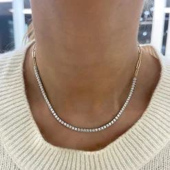 The Southern Diamond Tennis & Paperclip Link Necklace 3 ctw