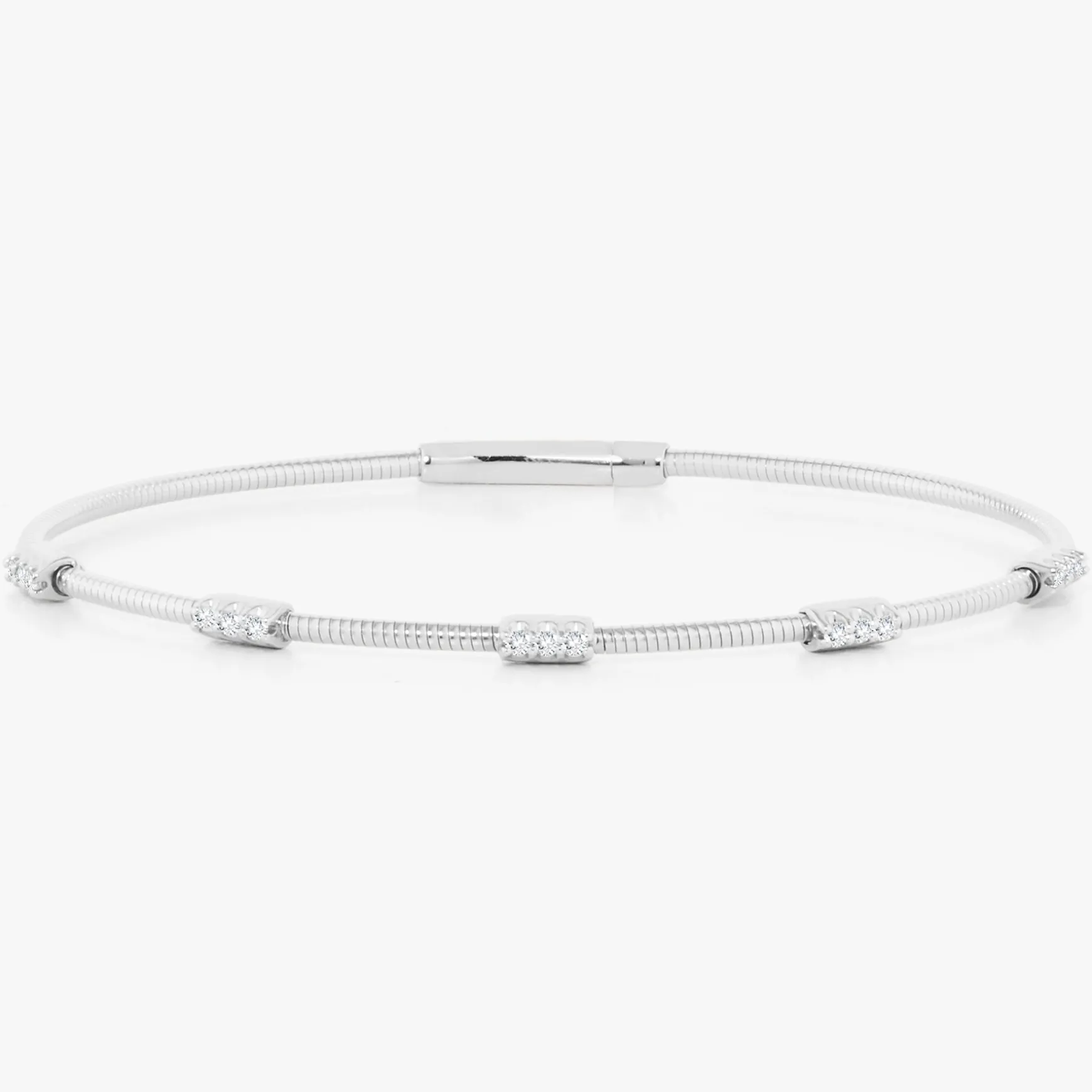 Three Cluster Flexible Bangle Bracelet