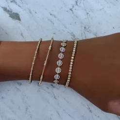 Three Cluster Flexible Bangle Bracelet