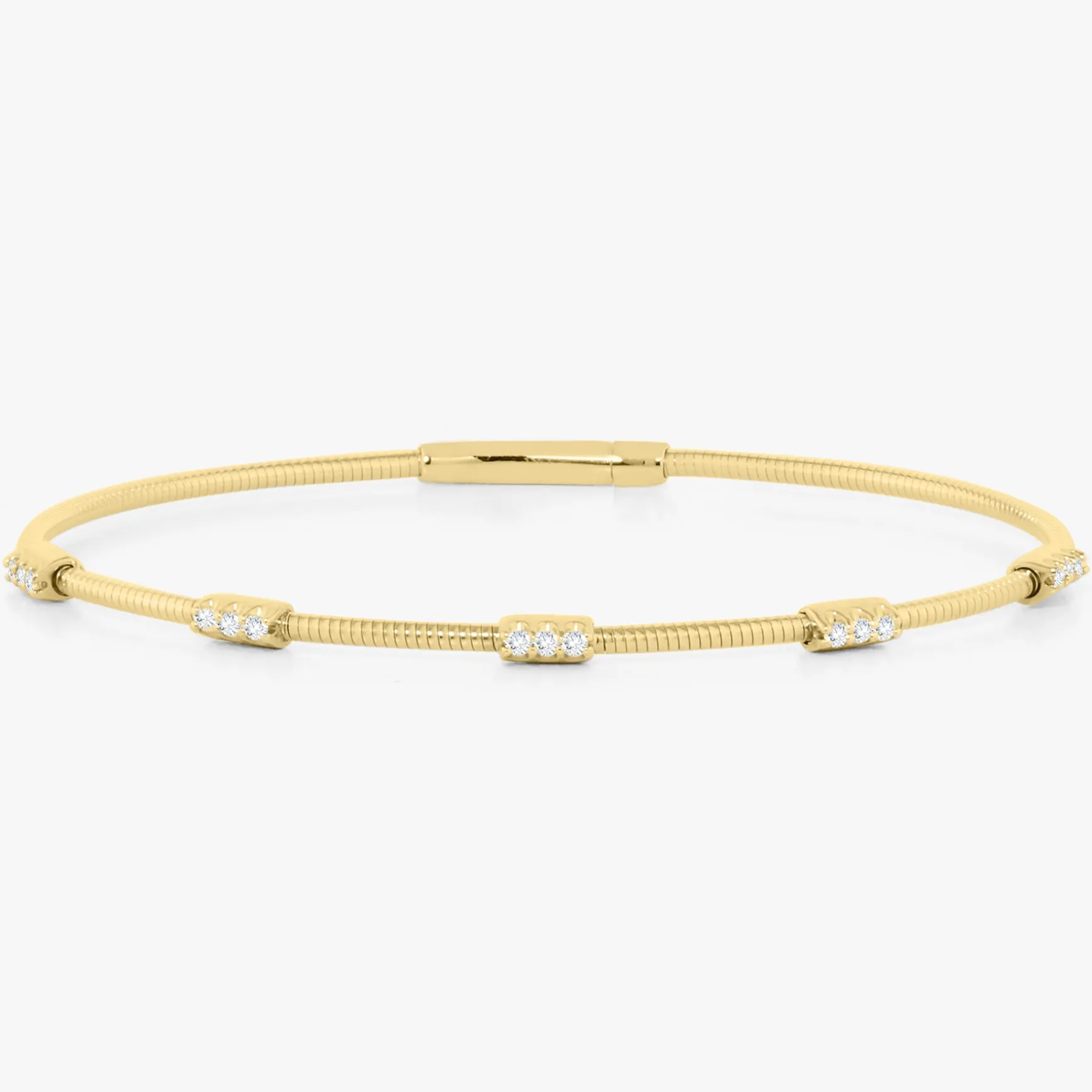 Three Cluster Flexible Bangle Bracelet