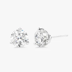 Three Prong Martini Natural Diamond Stud Earrings