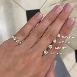 Three Prong Martini Natural Diamond Stud Earrings