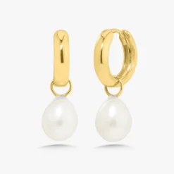 Tiana Fresh Water Pearl Drop Huggie Earrings