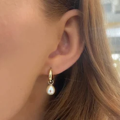 Tiana Fresh Water Pearl Drop Huggie Earrings
