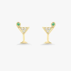 Tini Time Dirty Martini Diamond Stud Earrings
