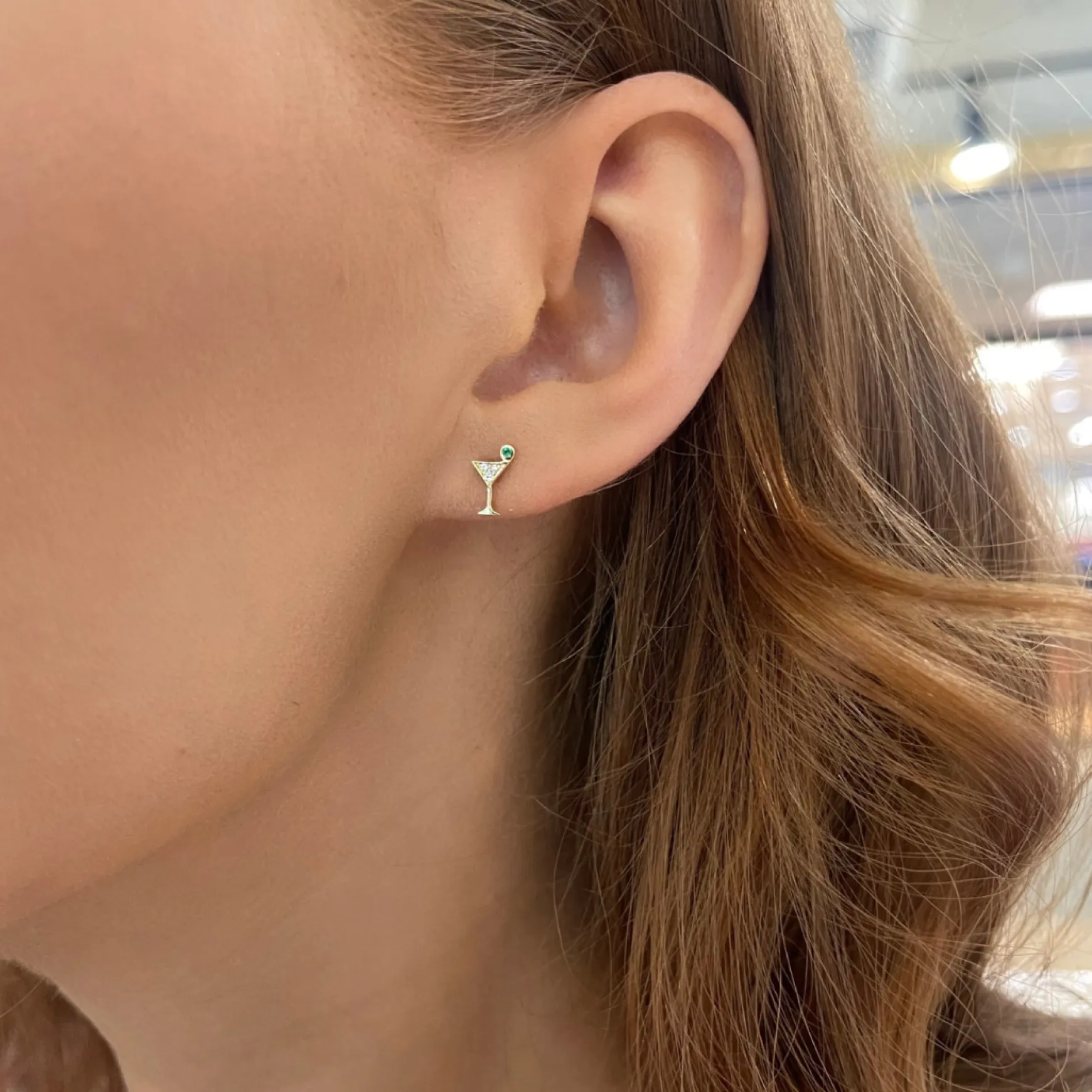 Tini Time Dirty Martini Diamond Stud Earrings