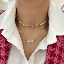 Tinx Floating Diamond Adjustable Choker/Collar Necklace 2.06 ctw