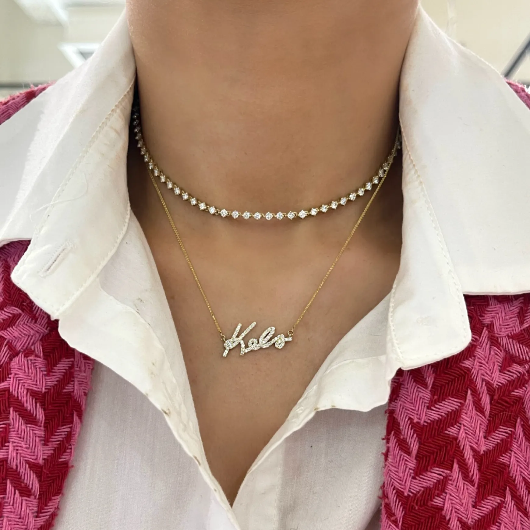 Tinx Floating Diamond Adjustable Choker/Collar Necklace 2.06 ctw