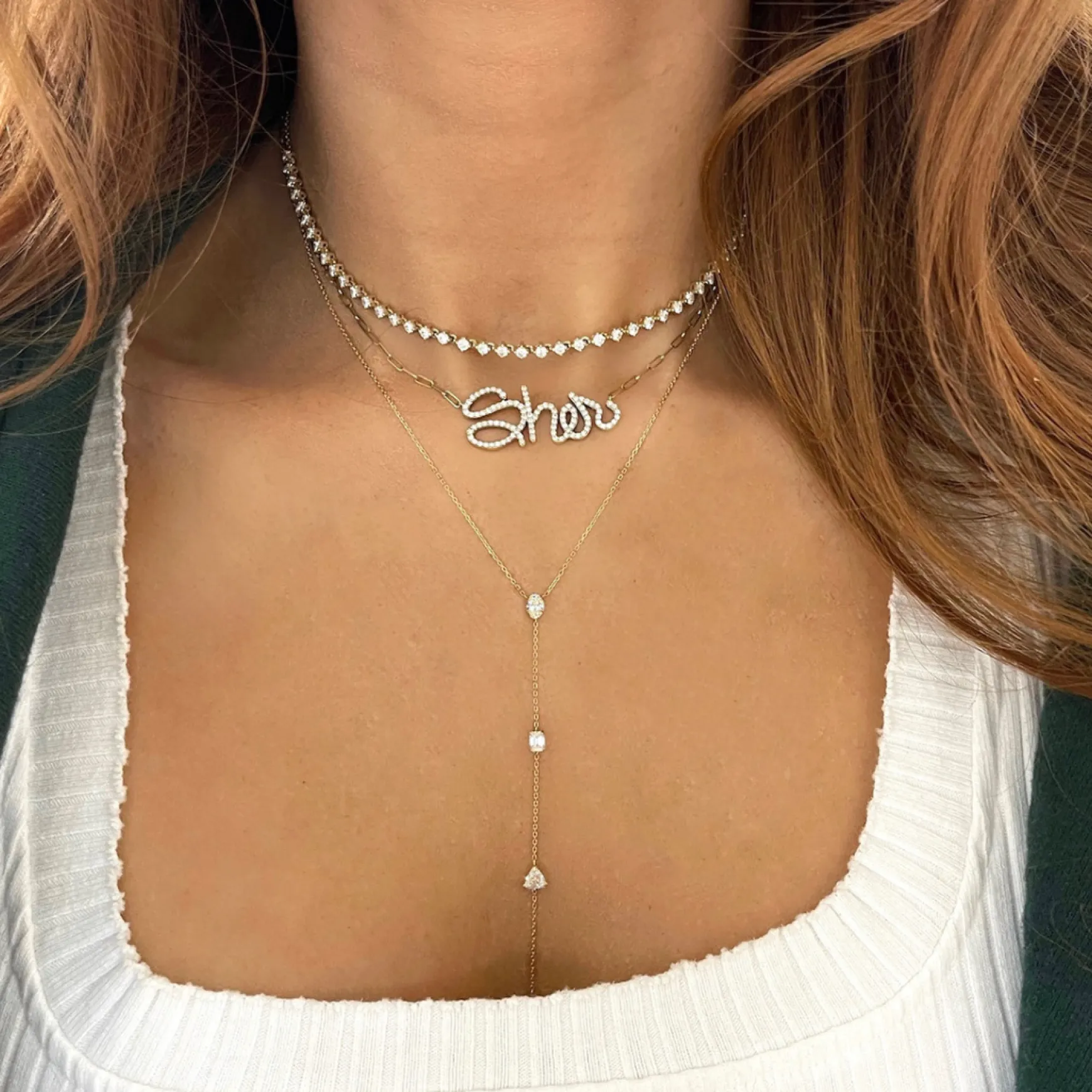 Tinx Floating Diamond Adjustable Choker/Collar Necklace 2.06 ctw