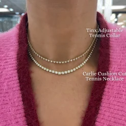 Tinx Floating Diamond Adjustable Choker/Collar Necklace 2.06 ctw