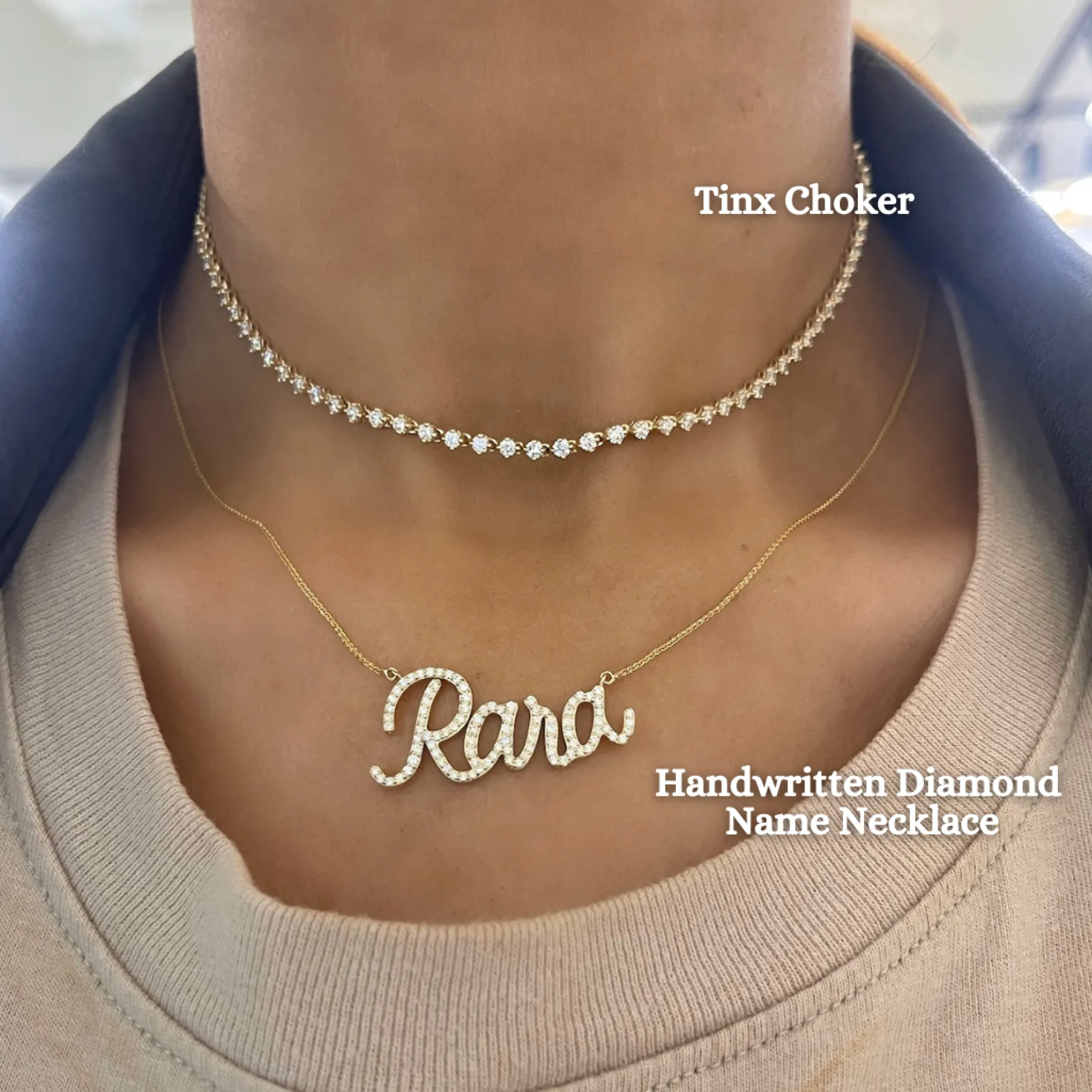 Tinx Floating Diamond Adjustable Choker/Collar Necklace 2.06 ctw