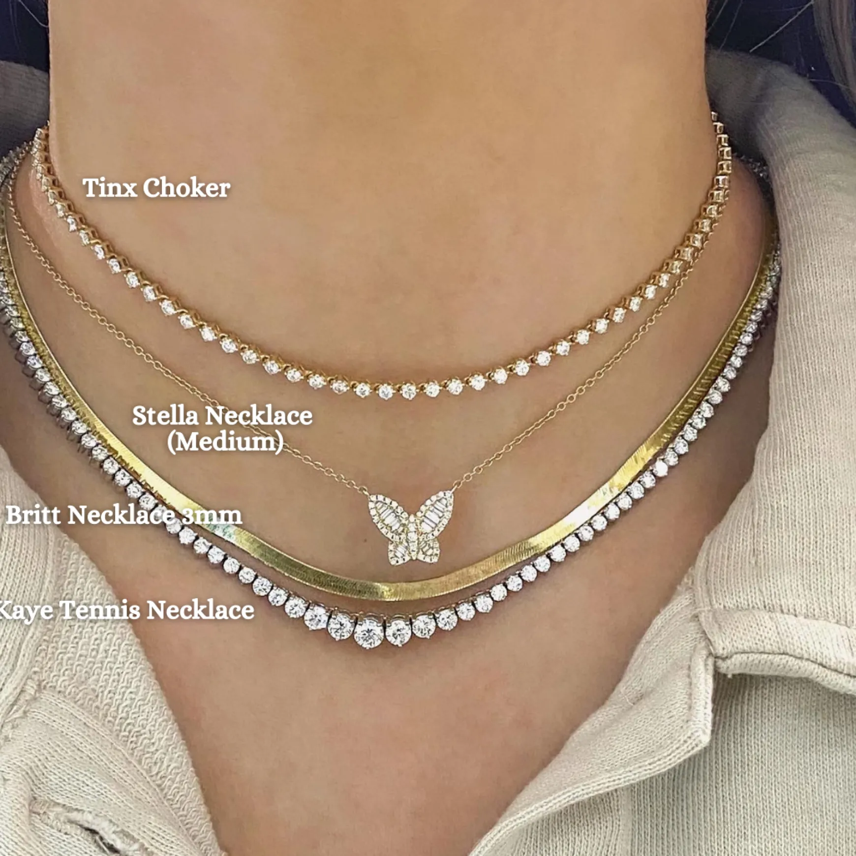Tinx Floating Diamond Adjustable Choker/Collar Necklace 2.06 ctw