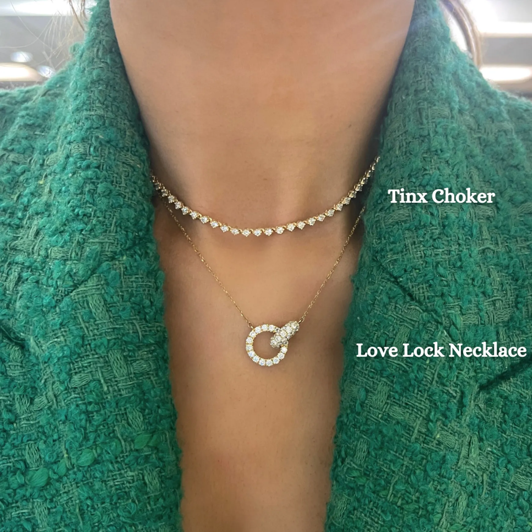 Tinx Floating Diamond Adjustable Choker/Collar Necklace 2.06 ctw