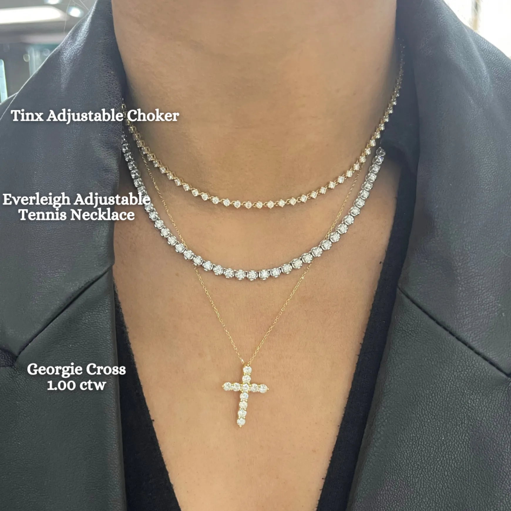 Tinx Floating Diamond Adjustable Choker/Collar Necklace 2.06 ctw