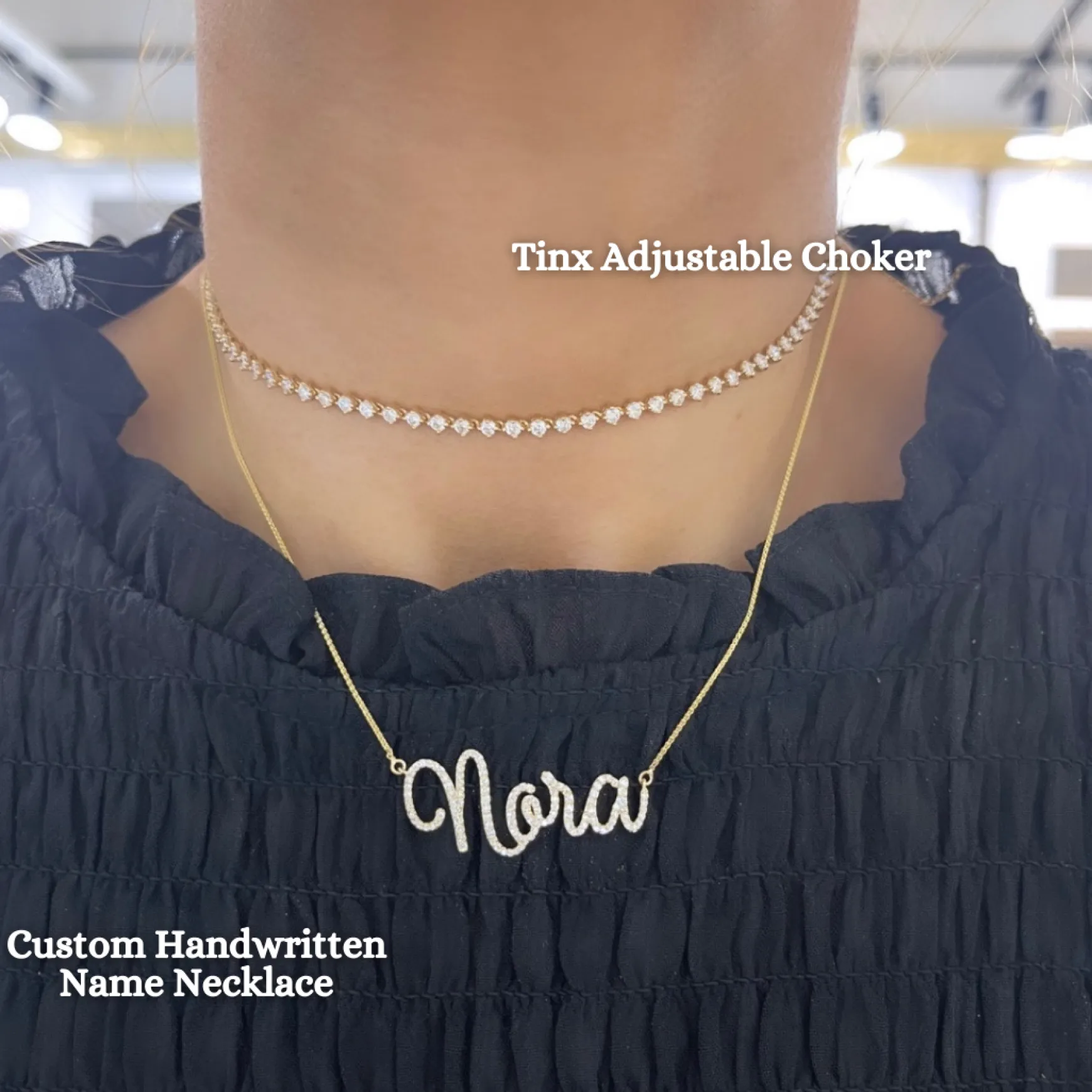 Tinx Floating Diamond Adjustable Choker/Collar Necklace 2.06 ctw