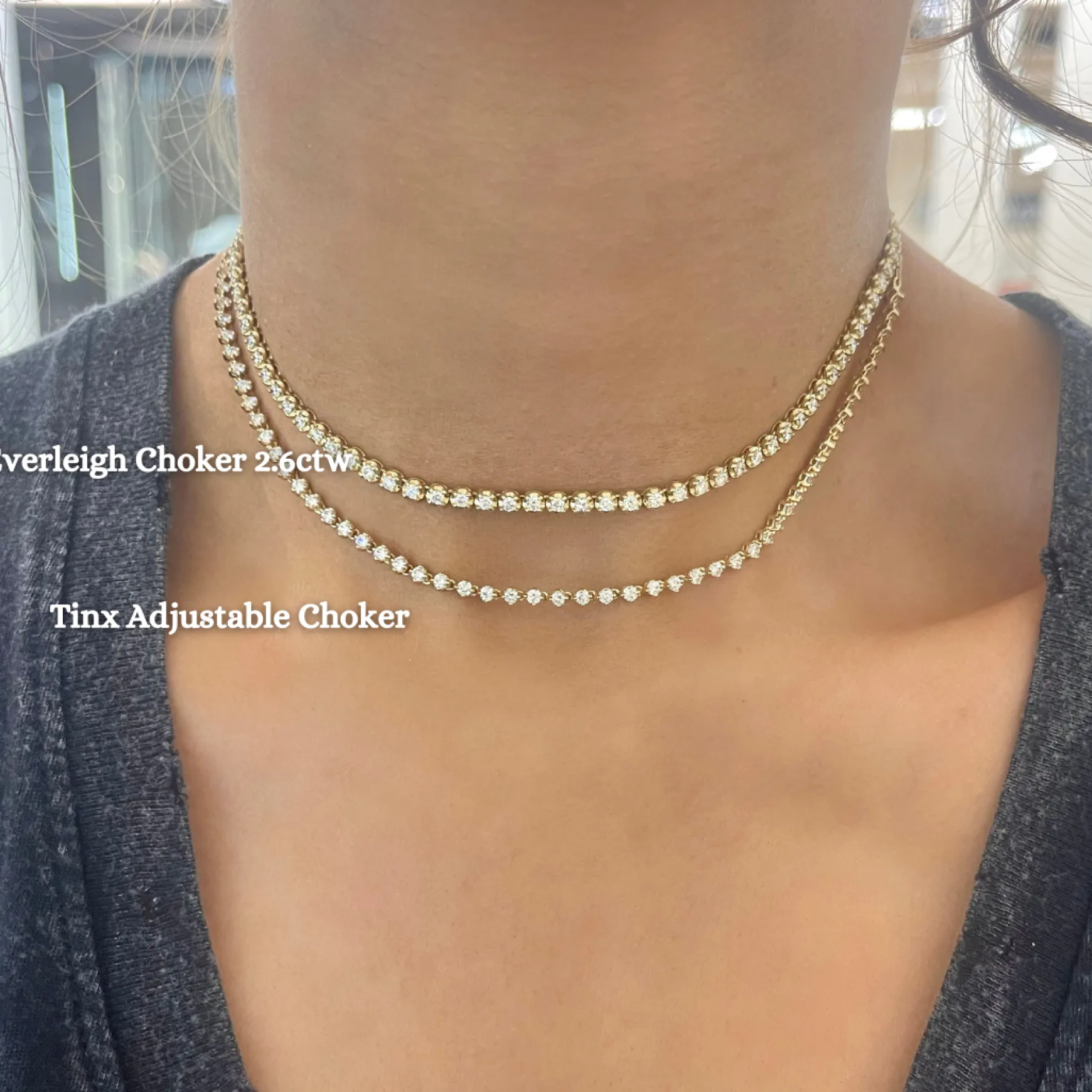 Tinx Floating Diamond Adjustable Choker/Collar Necklace 2.06 ctw