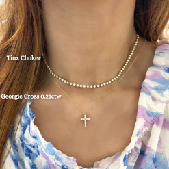 Tinx Floating Diamond Adjustable Choker/Collar Necklace 2.06 ctw
