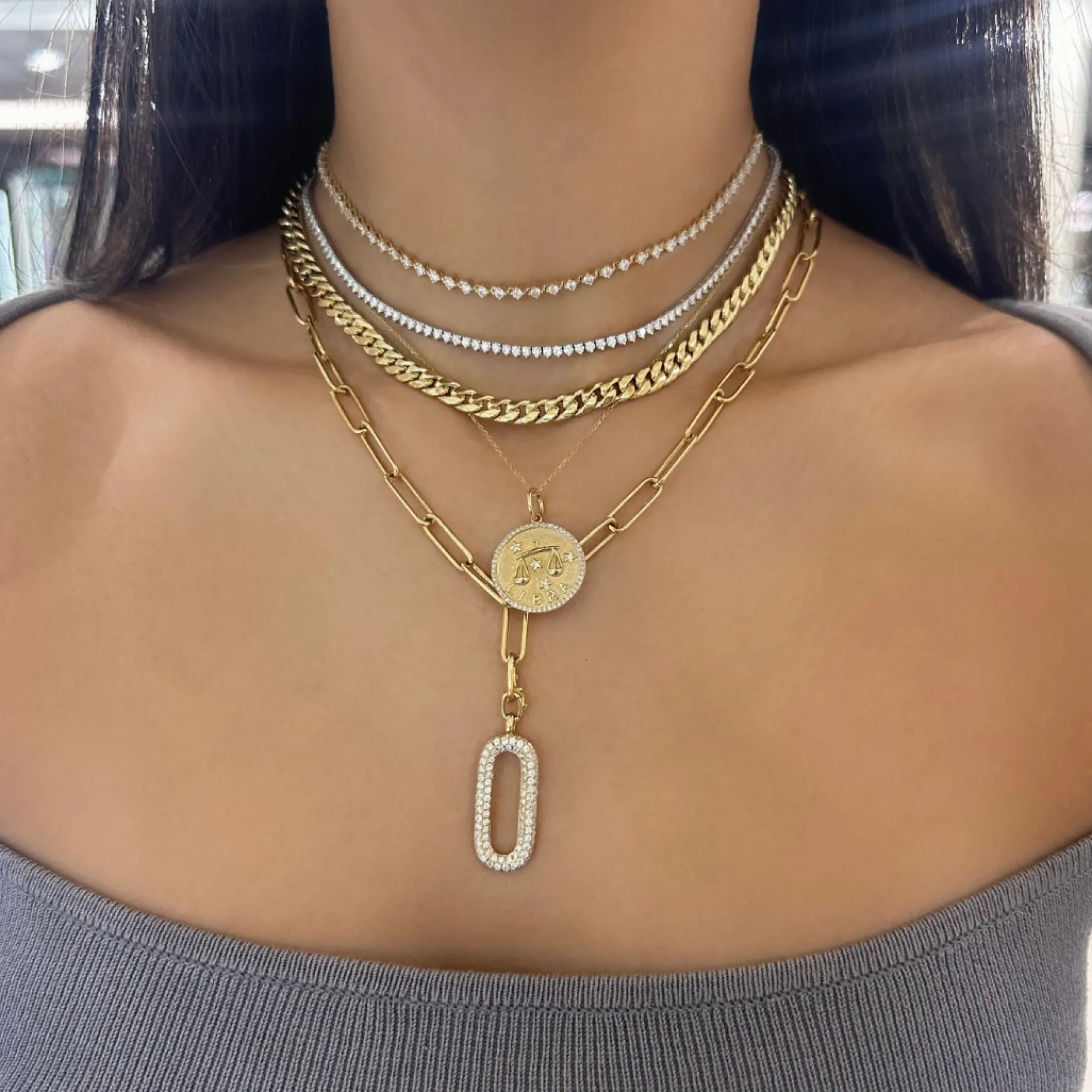 Tinx Floating Diamond Adjustable Choker/Collar Necklace 2.06 ctw