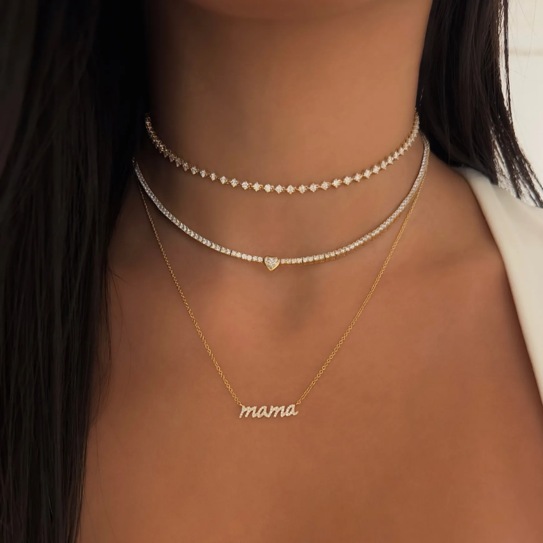 Tinx Floating Diamond Adjustable Choker/Collar Necklace 2.06 ctw