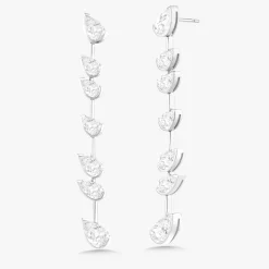 Titled Pear Diamond Dangle Stud Earrings 4.13 ctw