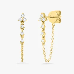 Trilogy Chain Diamond Stud Earrings